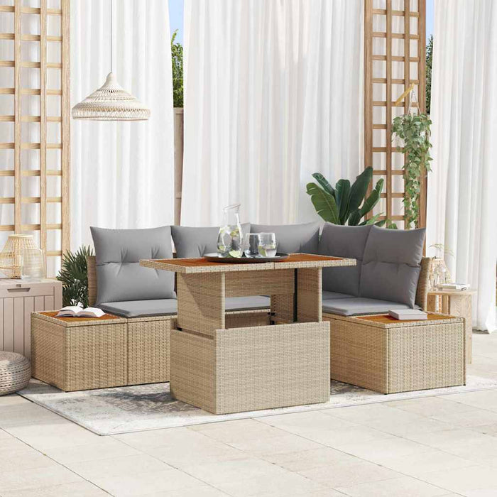 Set de canapele pentru grădină 5 pcs Bej Rattan poli - WALTI WALTI