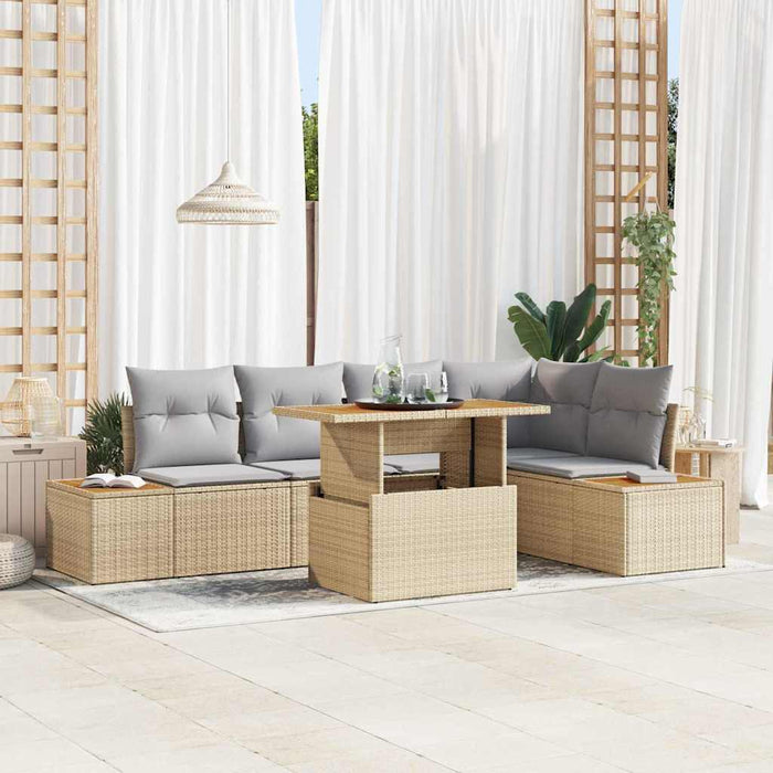 Set de canapele pentru grădină 6 pcs Bej Rattan poli - WALTI WALTI