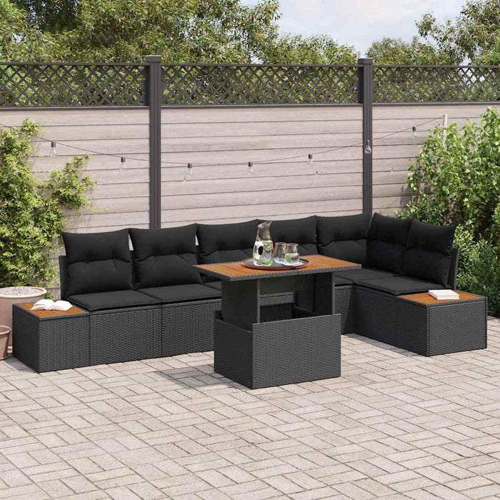 Set de canapele pentru grădină 7 pcs Negru Rattan poli - WALTI WALTI