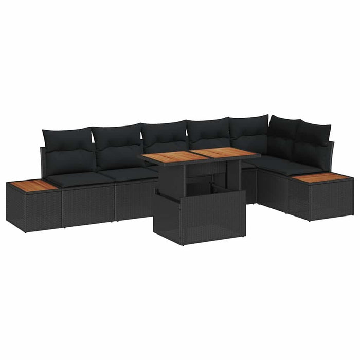 Set de canapele pentru grădină 7 pcs Negru Rattan poli - WALTI WALTI