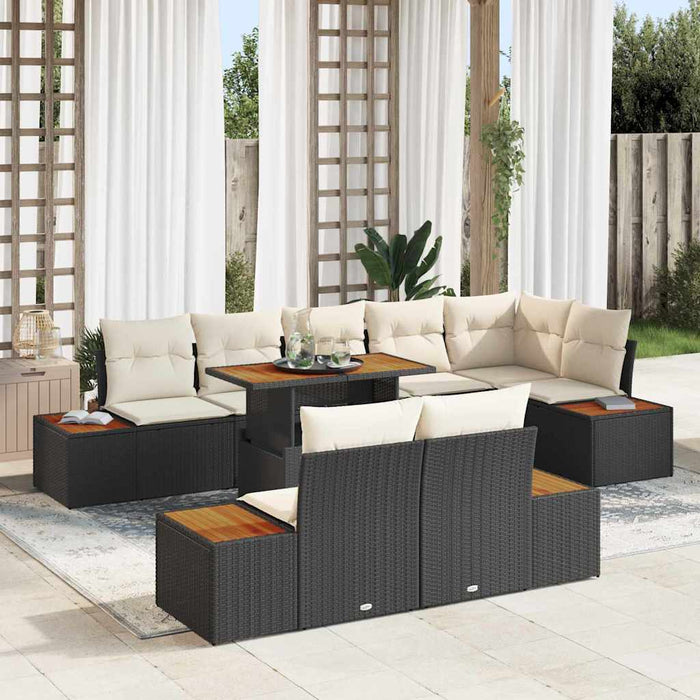 Set de canapele pentru grădină 9 pcs Negru Rattan poli - WALTI WALTI