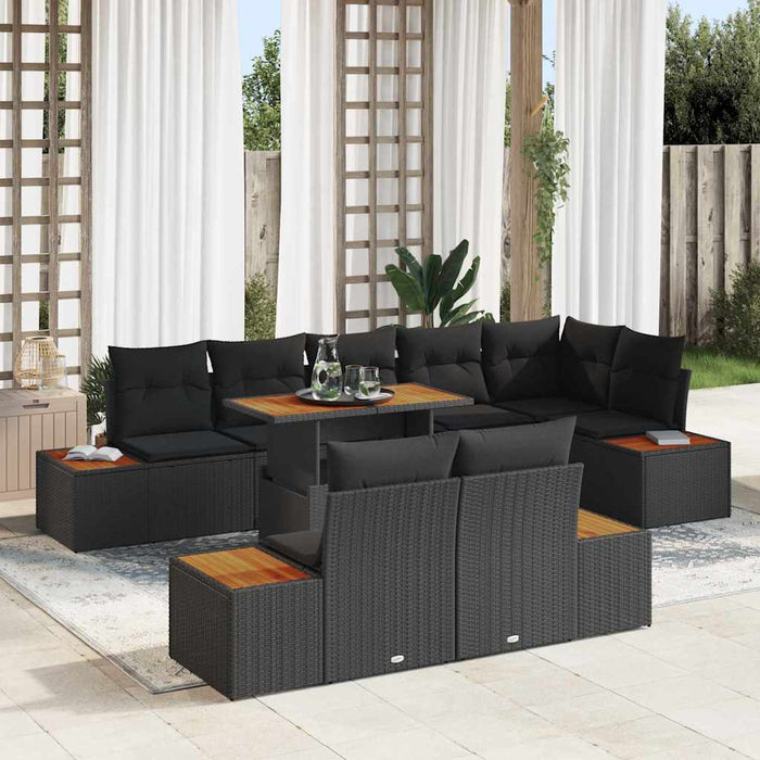 Set de canapele pentru grădină 9 pcs Negru Rattan poli - WALTI WALTI