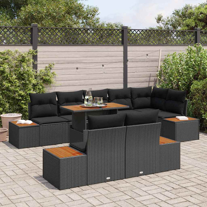 Set de canapele pentru grădină 9 pcs Negru Rattan poli - WALTI WALTI