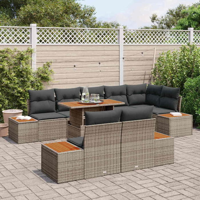 Set de canapele pentru grădină 9 pcs Gri Rattan poli - WALTI WALTI