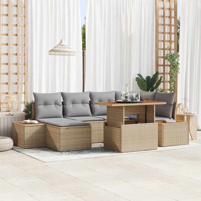 Set de canapele pentru grădină 7 pcs Bej Rattan poli - WALTI WALTI