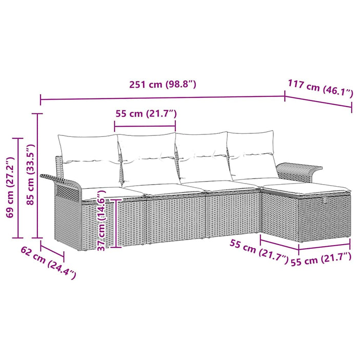 Set de canapele pentru grădină 5 buc. Gri deschis poliratan - WALTI WALTI