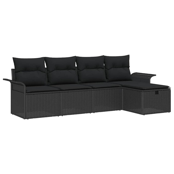 Set de canapele pentru grădină cu pernă 5 pcs Negru poliratan - WALTI WALTI