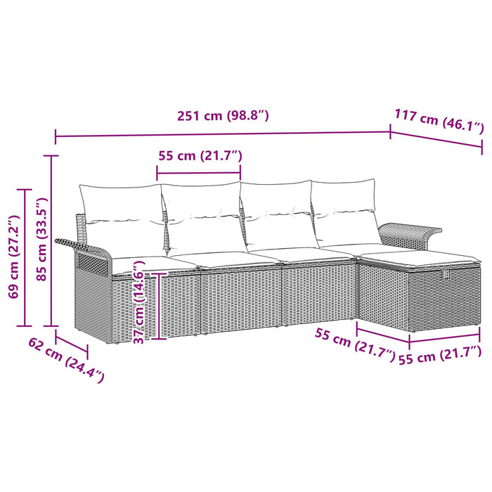 Set de canapele pentru grădină 5 pcs Negru și Turcoaz poliratan - WALTI WALTI