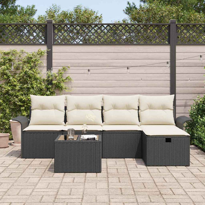 Set de canapele pentru grădină 6 pcs Negru și Crem poliratan - WALTI WALTI