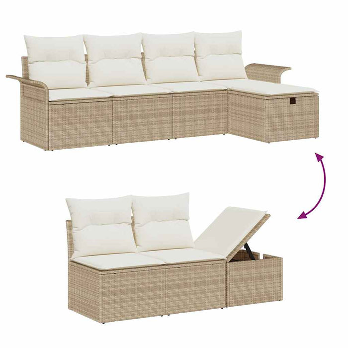 Set de canapele pentru grădină 6 pcs Bej și crem poliratan WALTI