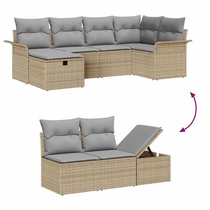 Set de canapele pentru grădină 6 buc. Beige și gri deschis - WALTI WALTI