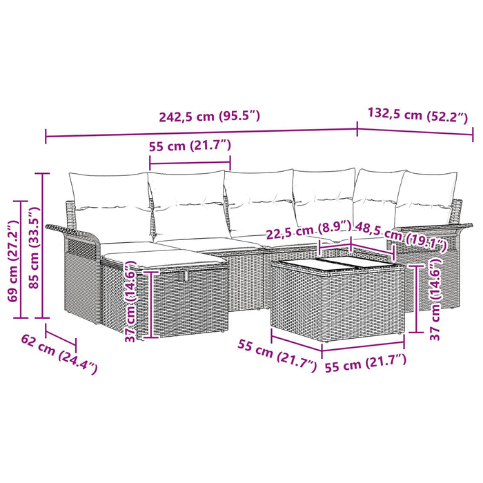 Set de canapele pentru grădină 7 pcs Gri și bleumarin poliratan WALTI