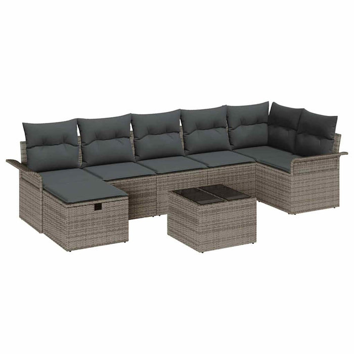 Set de canapele pentru grădină cu pernă 8 pcs Gri poliratan - WALTI WALTI