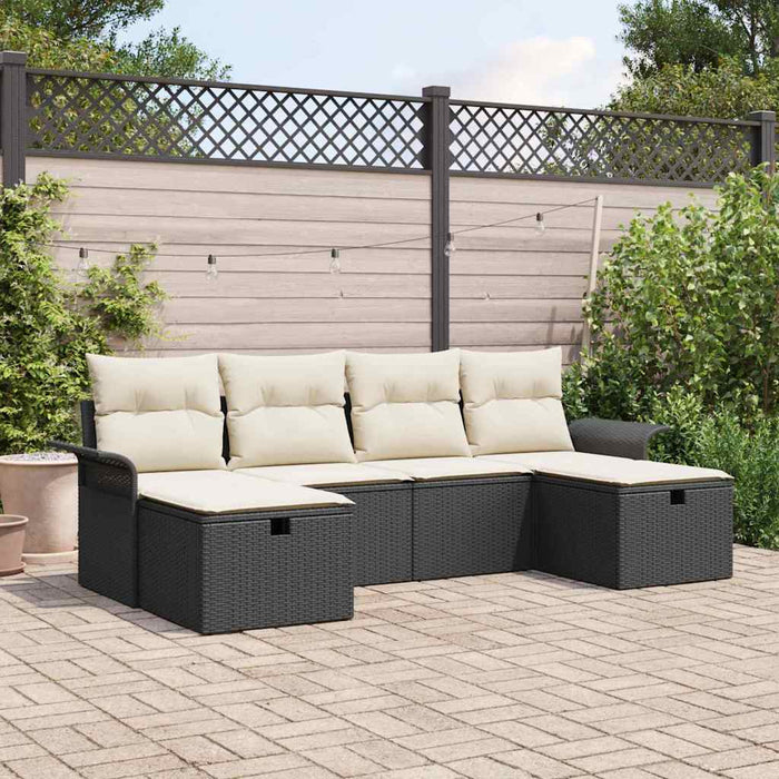 Set de canapele pentru grădină 6 pcs Negru și Crem poliratan - WALTI WALTI