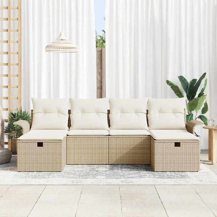 Set de canapele pentru grădină 6 pcs Bej și crem poliratan WALTI