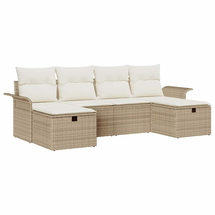 Set de canapele pentru grădină 6 pcs Bej și crem poliratan WALTI