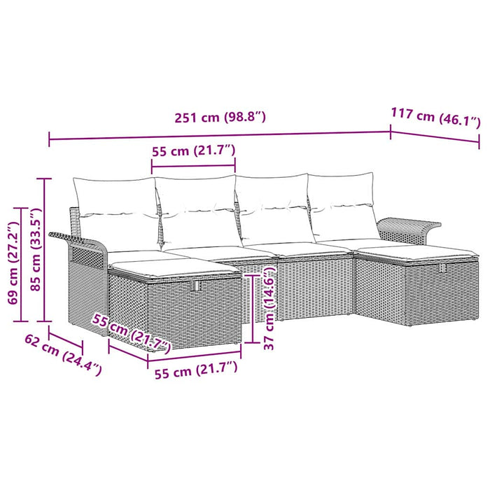 Set de canapele pentru grădină 6 buc. Gri deschis poliratan - WALTI WALTI