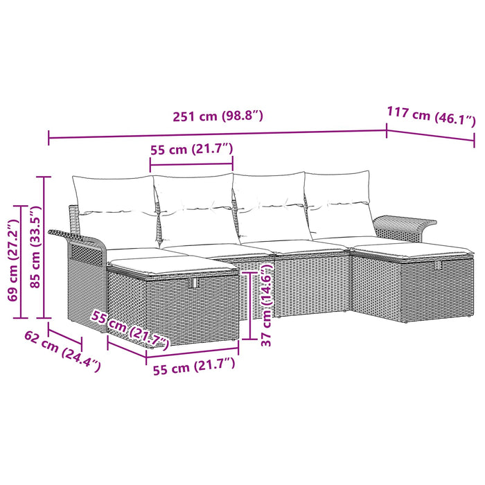 Set de canapele pentru grădină 6 pcs Negru și Turcoaz poliratan - WALTI WALTI