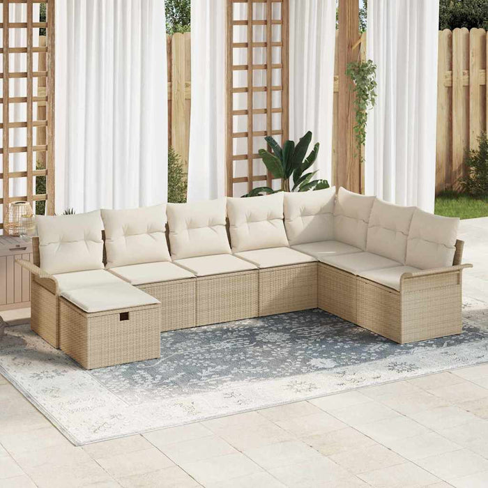 Set de canapele pentru grădină 8 pcs Bej și crem poliratan - WALTI WALTI