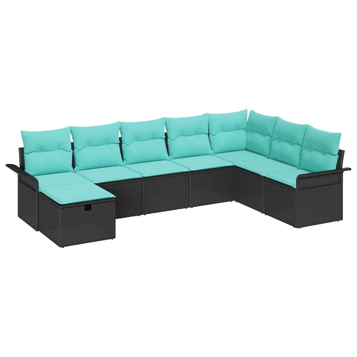 Set de canapele pentru grădină 8 pcs Negru și Turcoaz poliratan - WALTI WALTI