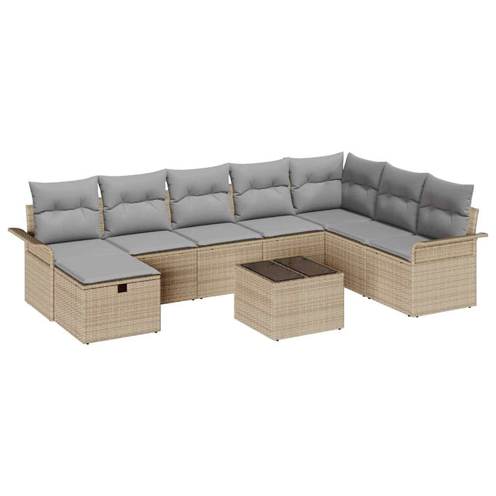 Set de canapele pentru grădină 9 buc. Beige și gri deschis - WALTI WALTI