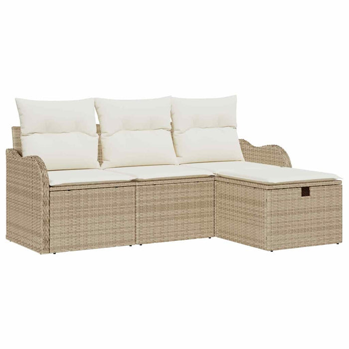 Set de canapele pentru grădină 4 pcs Bej și crem poliratan WALTI