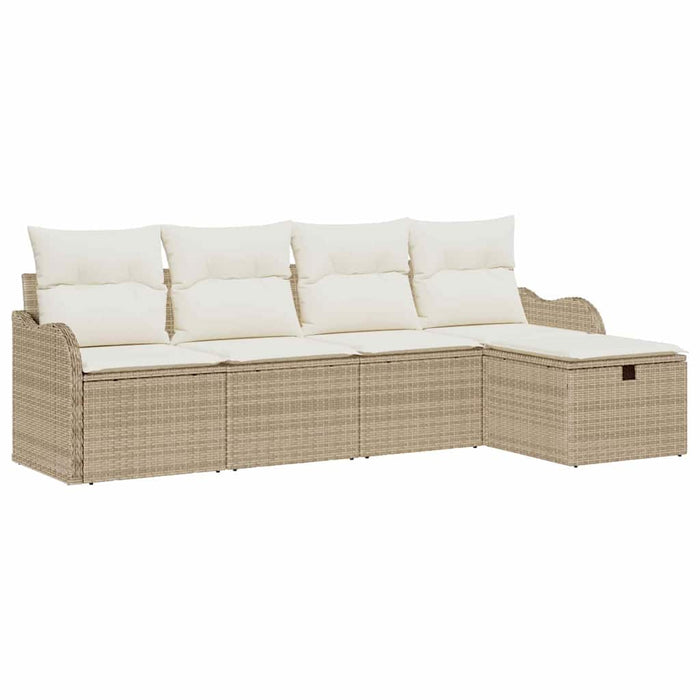 Set de canapele pentru grădină 5 pcs Bej și crem poliratan WALTI