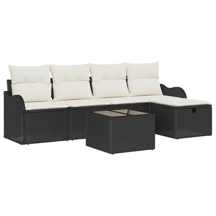 Set de canapele pentru grădină 6 pcs Negru și Crem poliratan - WALTI WALTI