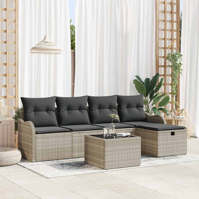 Set de canapele pentru grădină 6 pcs Gri deschis poliratan - WALTI WALTI