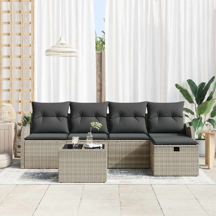 Set de canapele pentru grădină 6 pcs Gri deschis poliratan - WALTI WALTI