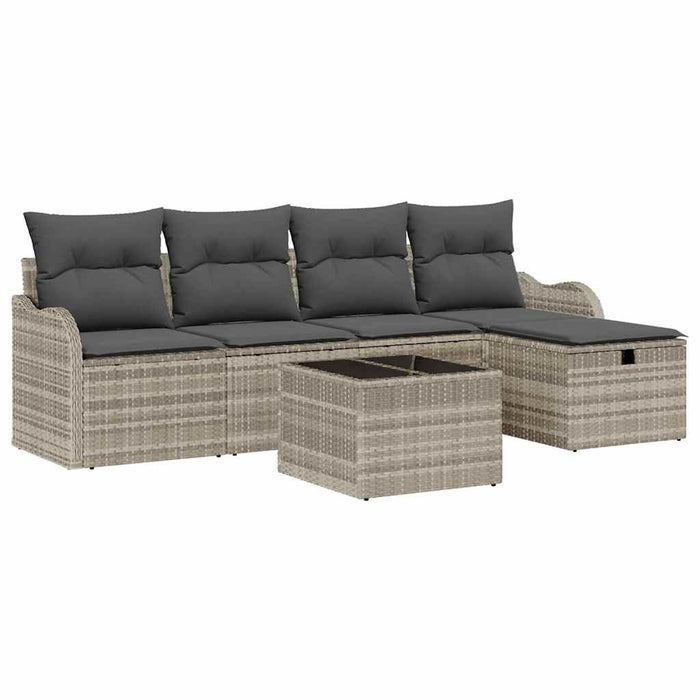 Set de canapele pentru grădină 6 pcs Gri deschis poliratan - WALTI WALTI