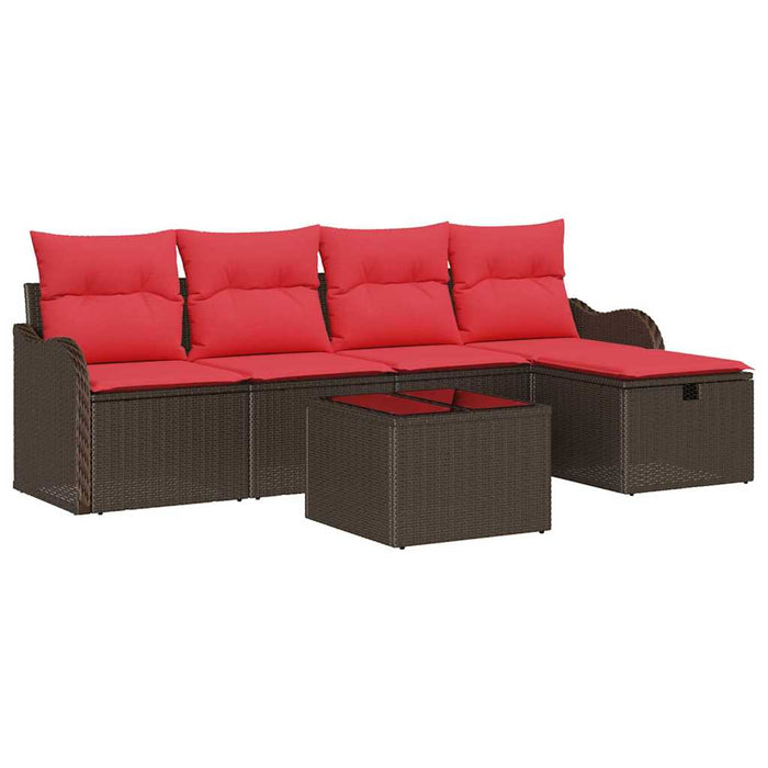 Set de canapele pentru grădină 6 pcs maro și roșu Rattan poli WALTI