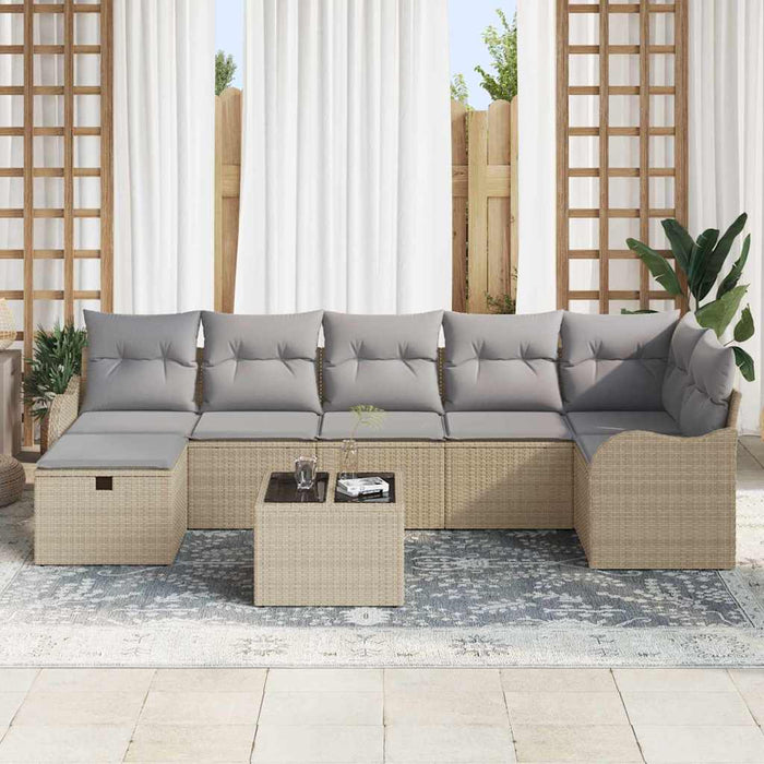 Set de canapea cu pernă Manual Beige și gri deschis poliratan - WALTI WALTI