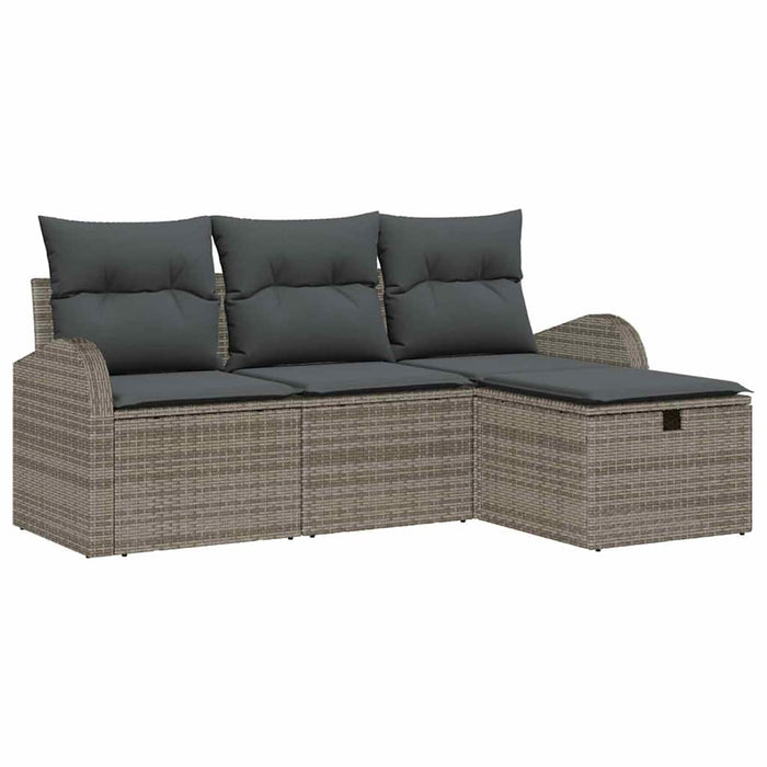 Set de canapea cu pernă cu depozitare 4 pcs Gri poliratan - WALTI WALTI