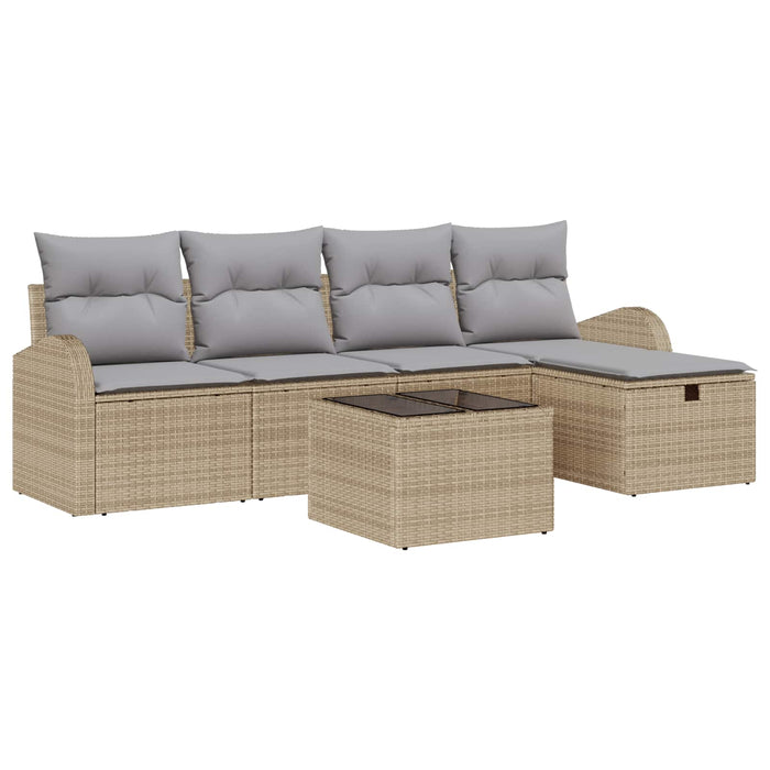 Set de canapea cu pernă Manual Beige și gri deschis poliratan - WALTI WALTI