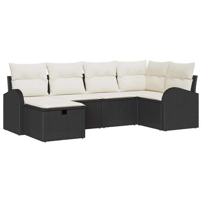 Set de canapea 6 buc. Negru și Crem poliratan WALTI