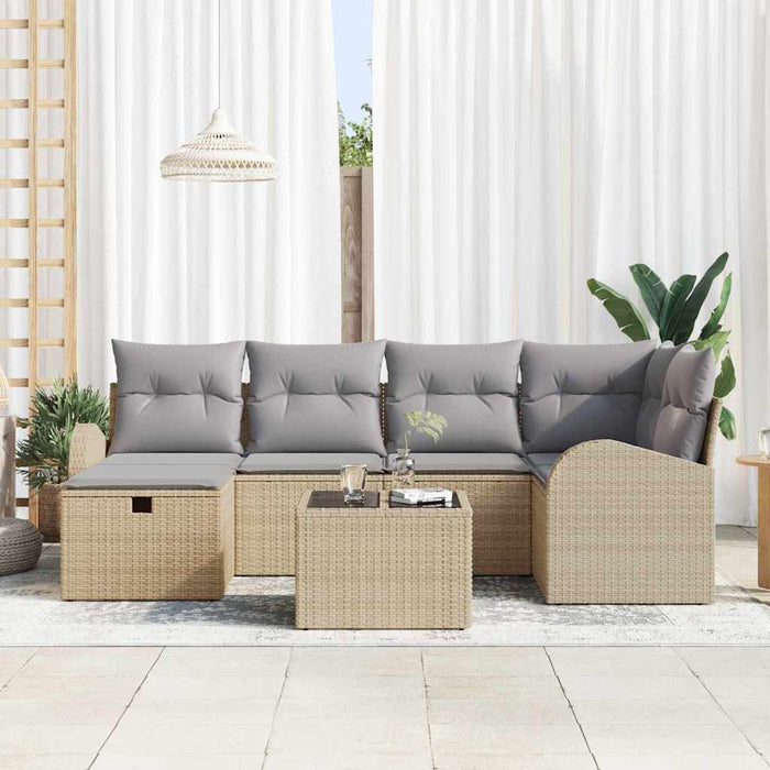 Set de canapea cu pernă Manual Beige și gri deschis poliratan - WALTI WALTI