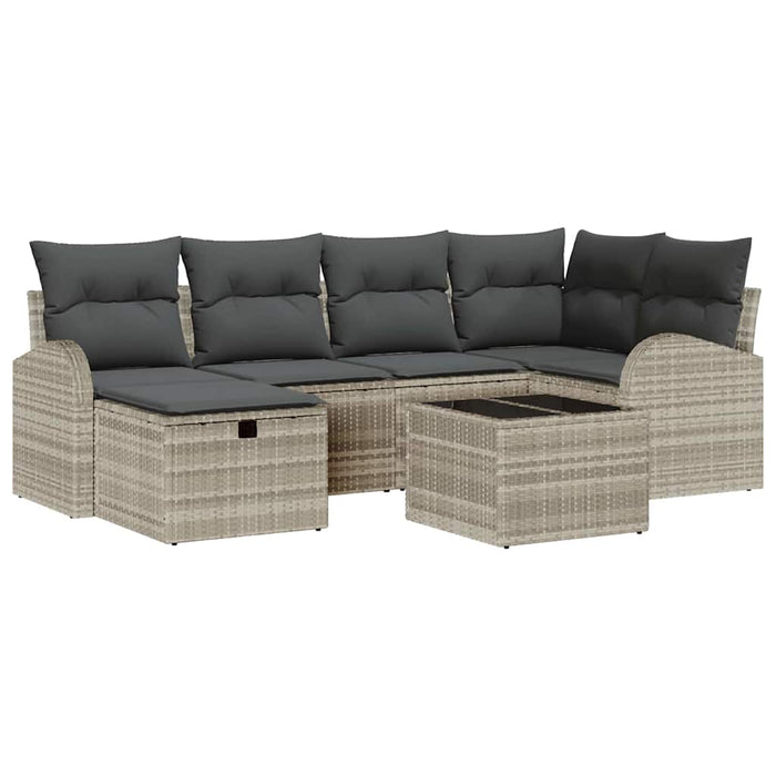 Set de canapea 7 buc. Gri deschis poliratan WALTI
