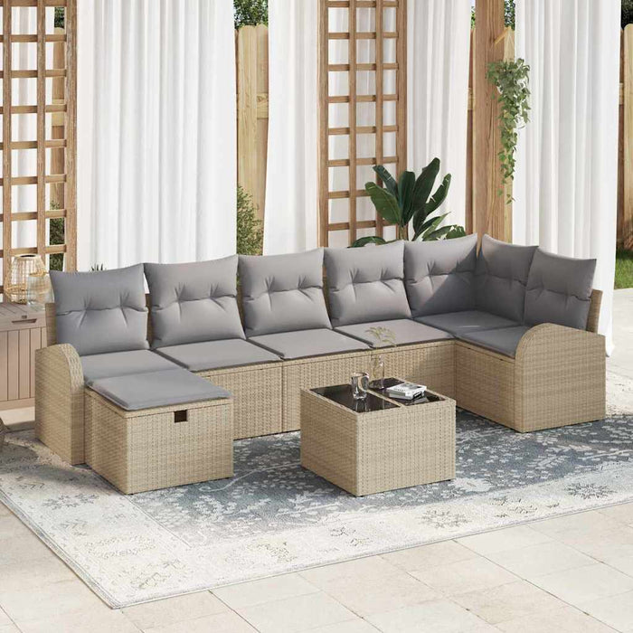 Set de canapea cu pernă Manual Beige și gri deschis poliratan - WALTI WALTI