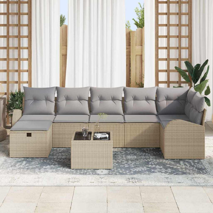 Set de canapea cu pernă Manual Beige și gri deschis poliratan - WALTI WALTI