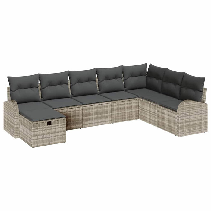 Set de canapea 8 buc. Gri deschis poliratan WALTI