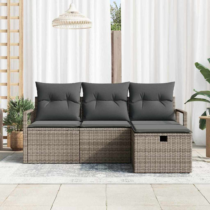 Set de canapea cu pernă cu depozitare 4 pcs Gri poliratan - WALTI WALTI