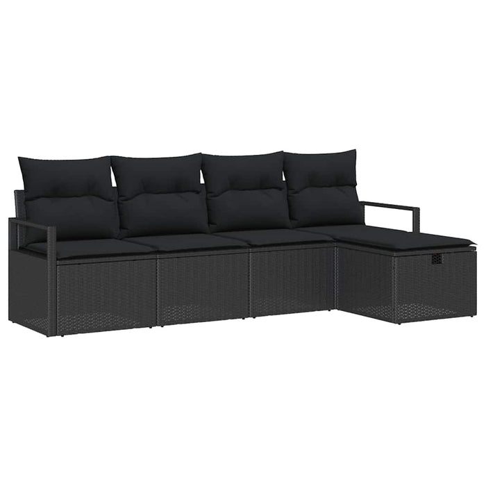 Set de canapea cu pernă cu depozitare 5 pcs Negru poliratan - WALTI WALTI