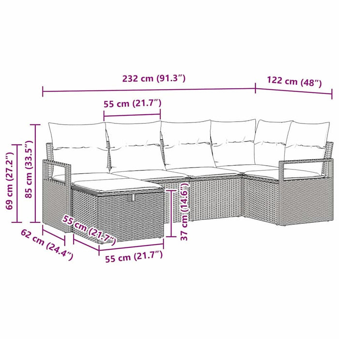 Set de canapea cu pernă cu depozitare Manual Negru poliratan - WALTI WALTI