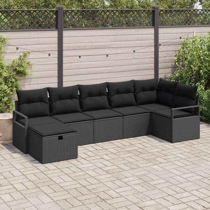 Set de canapea cu pernă cu depozitare 7 pcs Negru poliratan - WALTI WALTI