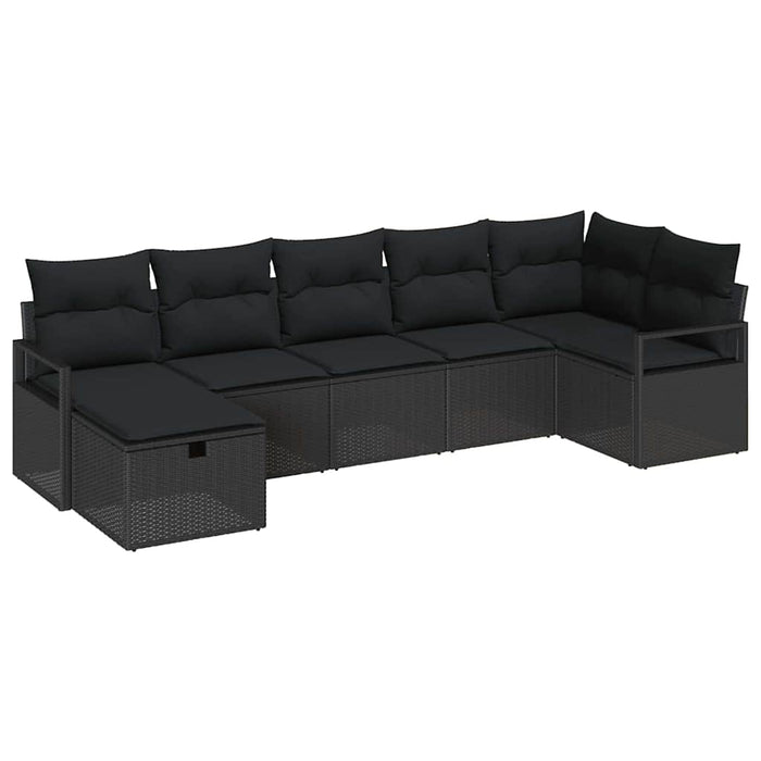 Set de canapea cu pernă cu depozitare 7 pcs Negru poliratan - WALTI WALTI