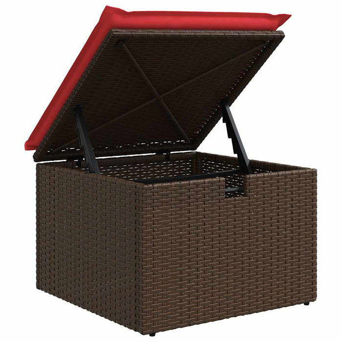 Set de canapea cu pernă Manual 7 pcs Maro și roșu poliratan - WALTI WALTI