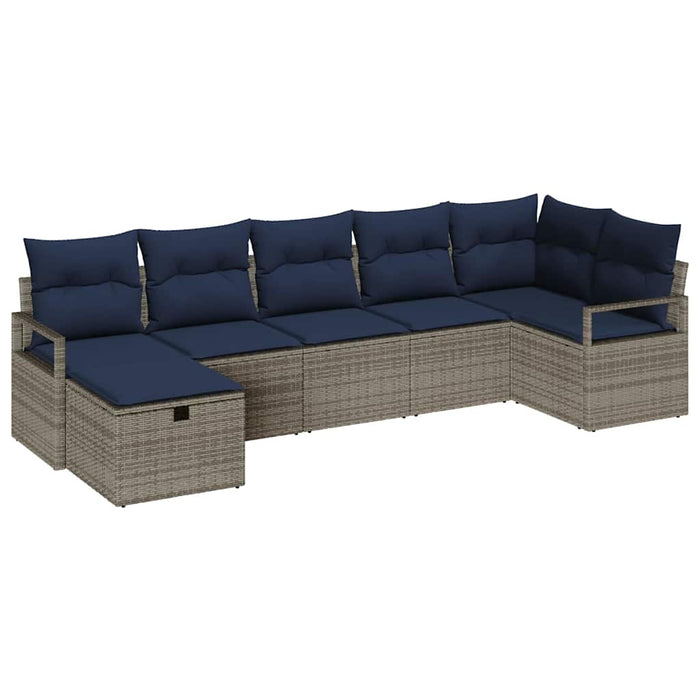 Set de canapea cu pernă Manual 7 pcs Gri și bleumarin poliratan - WALTI WALTI