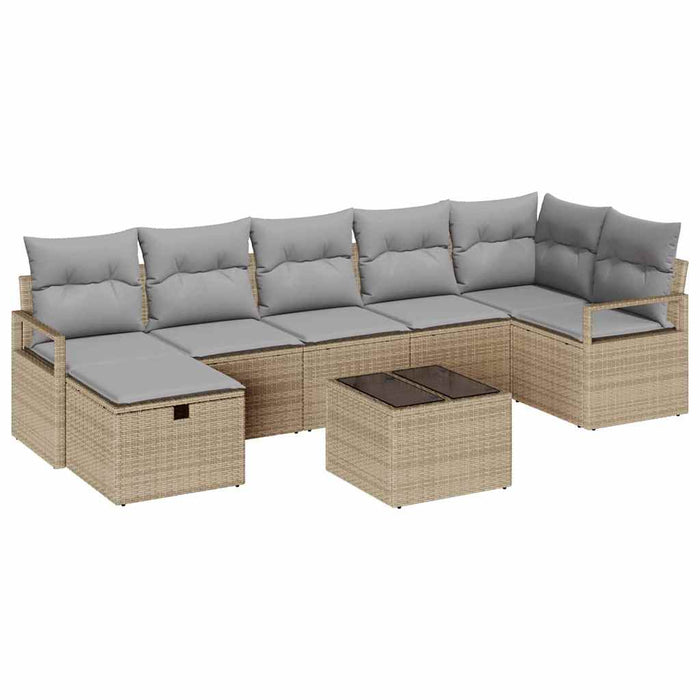 Set de canapea 8 buc. Beige și gri deschis poliratan - WALTI WALTI