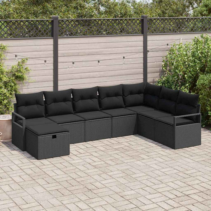 Set de canapea cu pernă cu depozitare 8 pcs Negru poliratan - WALTI WALTI